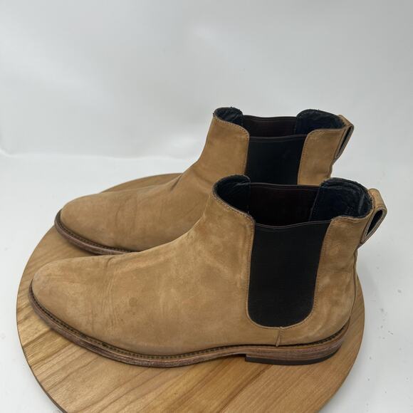 Nisolo Boots Mens 9 Marco Everyday Chelsea Tan Suede Leather Pull On Minimalist - Picture 5 of 13